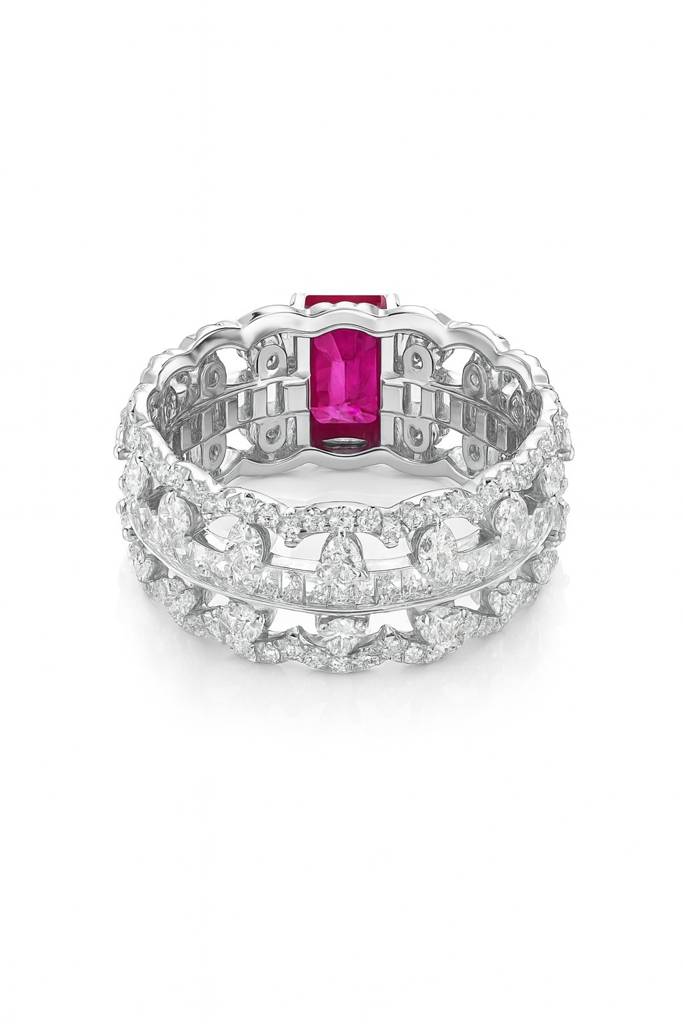 Regal Shine Ruby Silver Ring : R108-WH-R-14