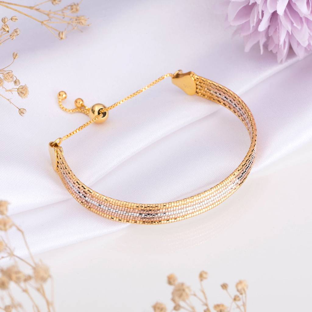 Eternal Sparkle Layered Triple-Tone Plated 925 Sterling Silver Bracelet : BR-80310-RGRG