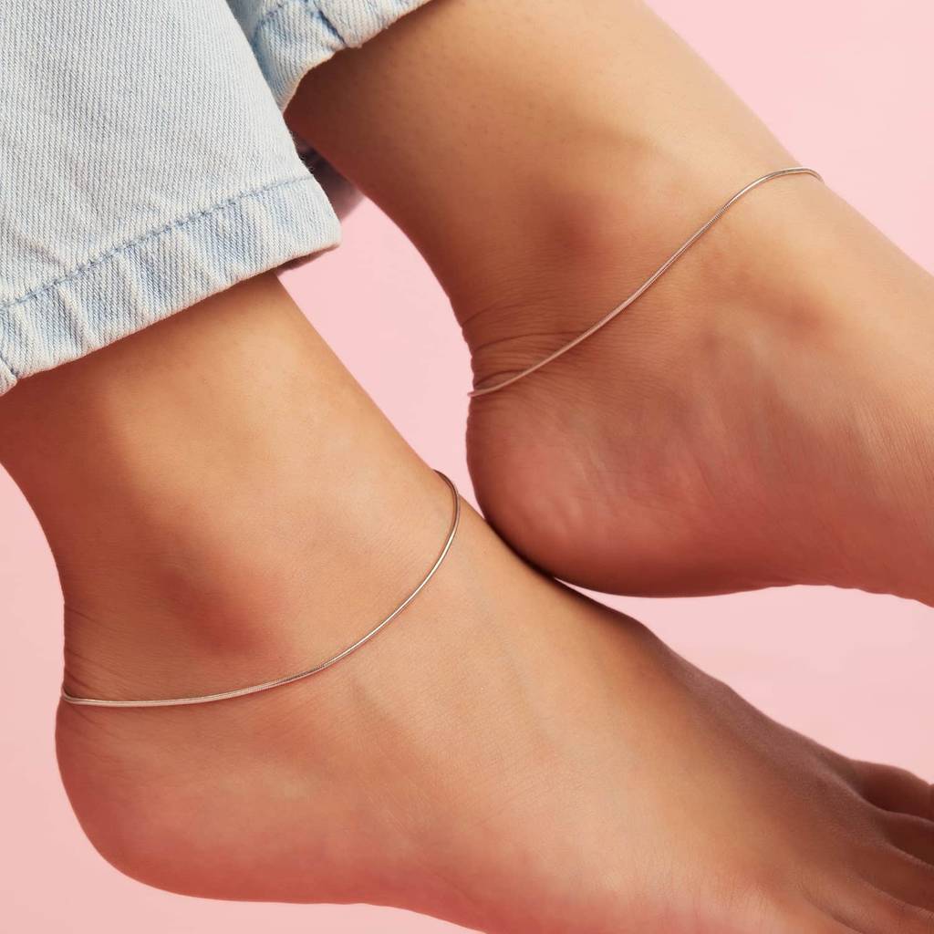 Rope 925 Sterling Silver Chain Anklet : ANK-60100-PAIR
