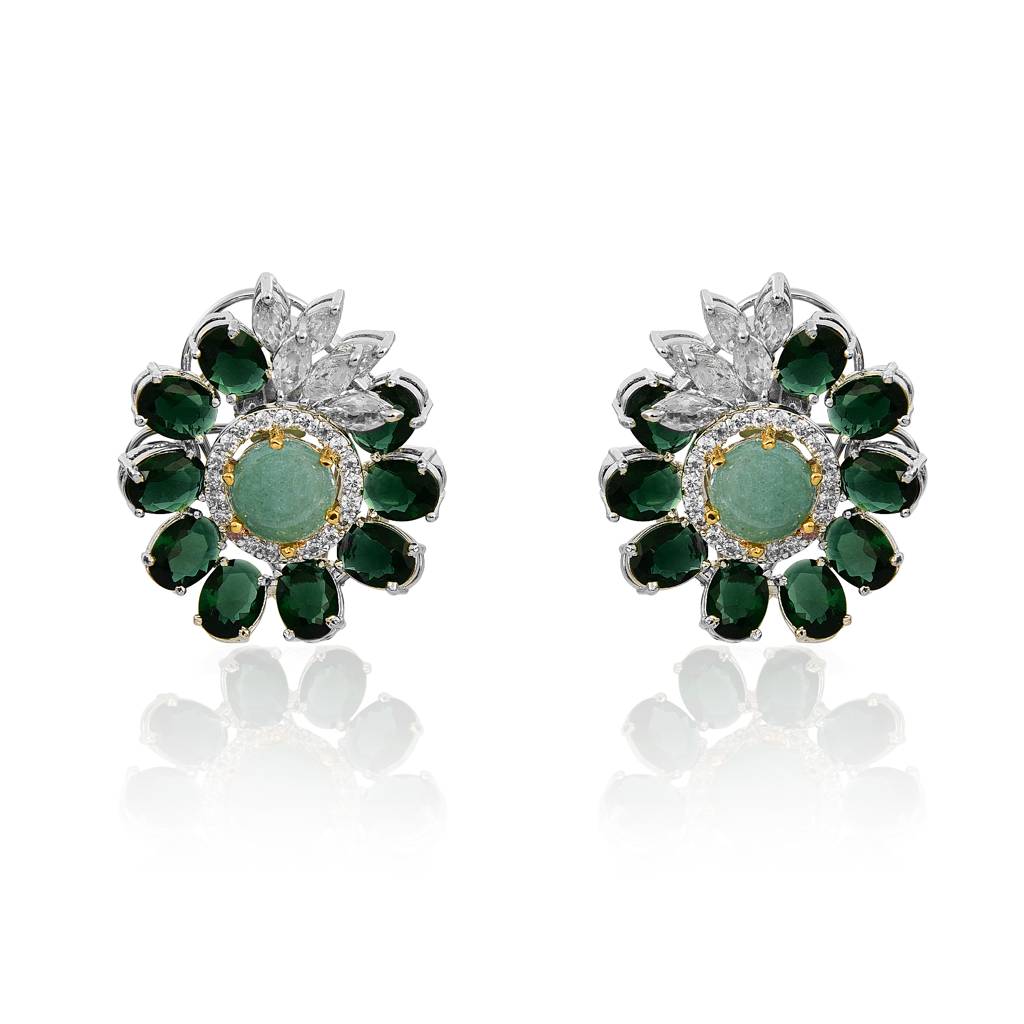 Shades Of Green Flower Earring : IE894A
