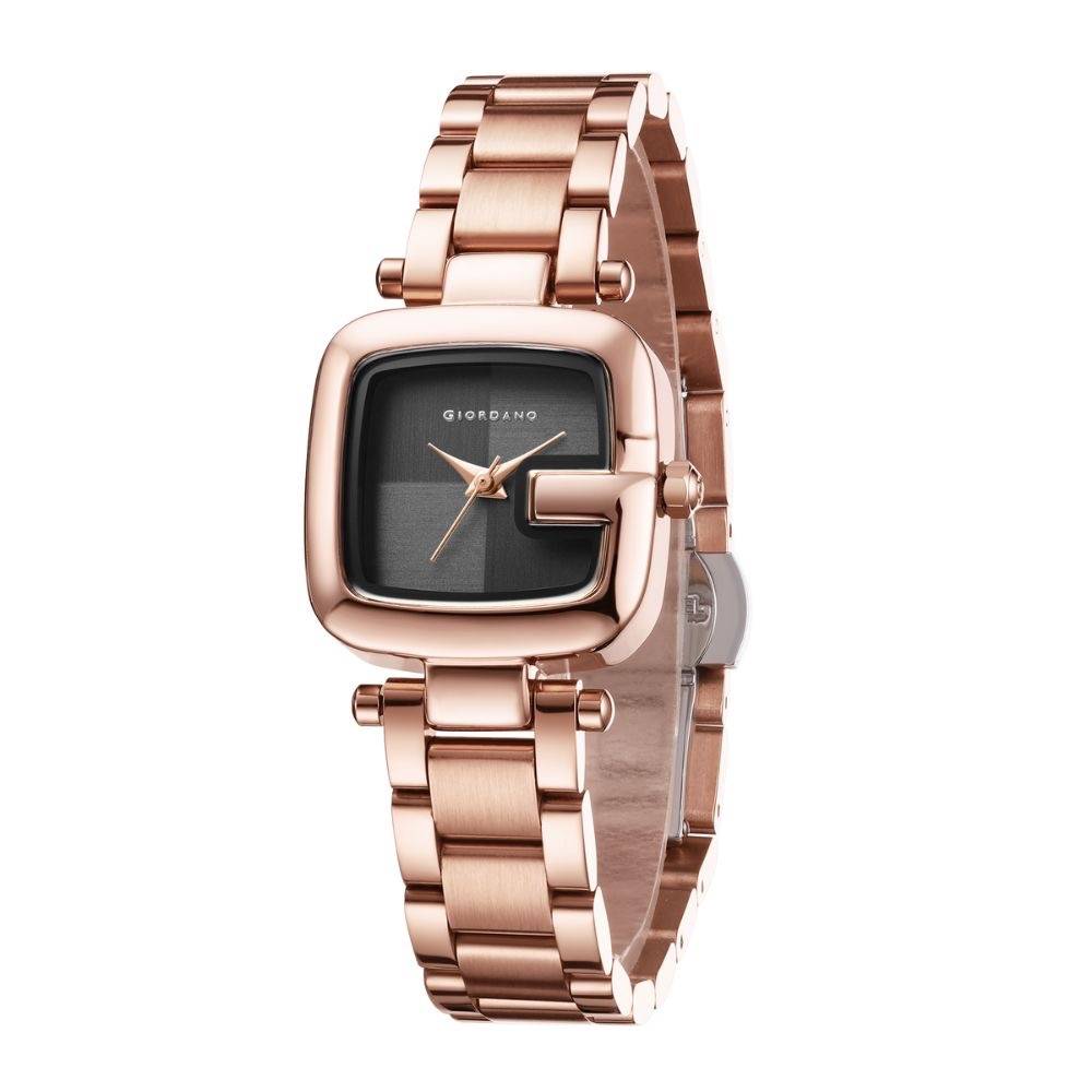 Giordano Monogram Watch For Women Dial With Metal & Leather Strap Fashionable Design, Water Resistant Quartz Ana : GZ-60107-11