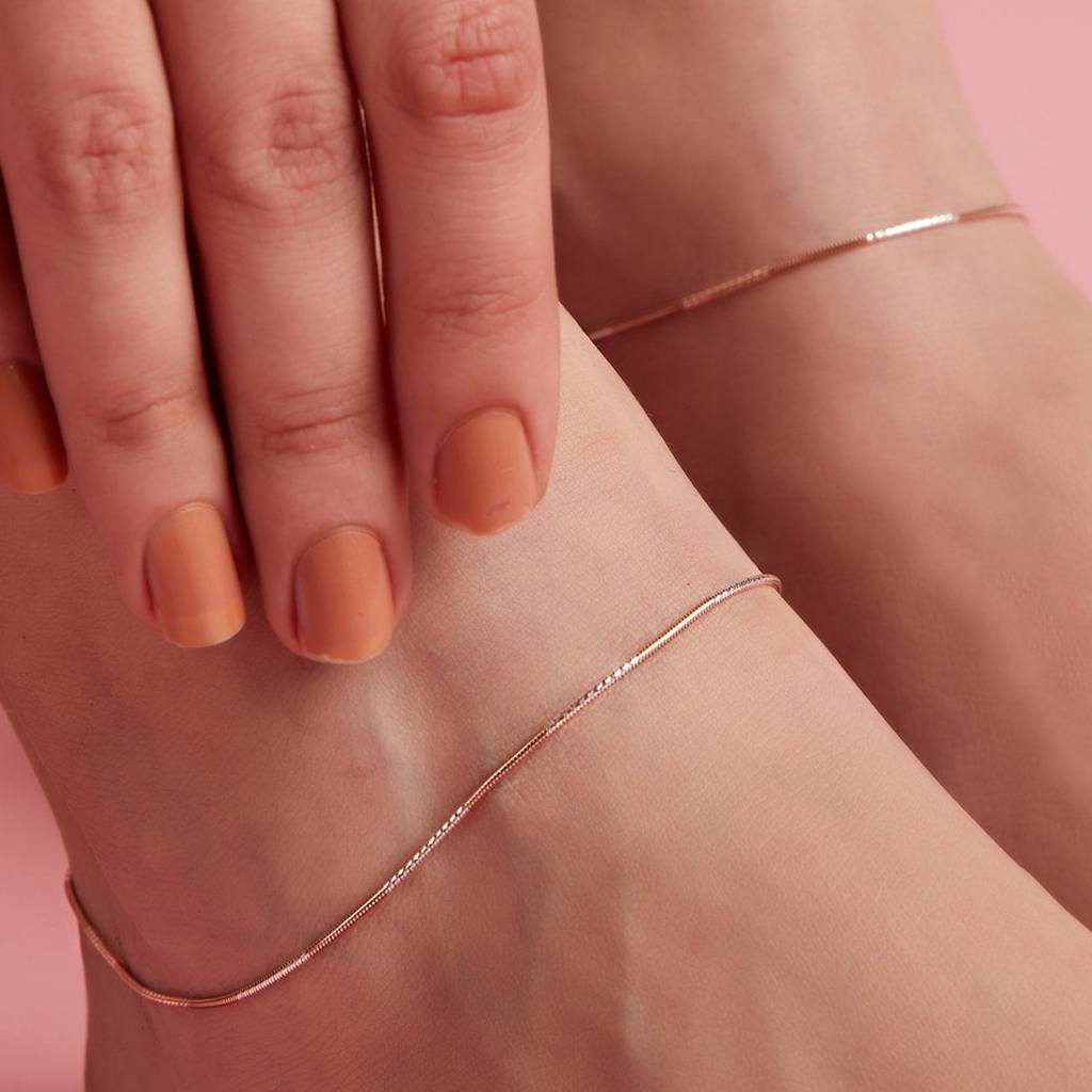 Sleeky Dual Toned 925 Sterling Silver Anklet : ANK-60067-PAIR