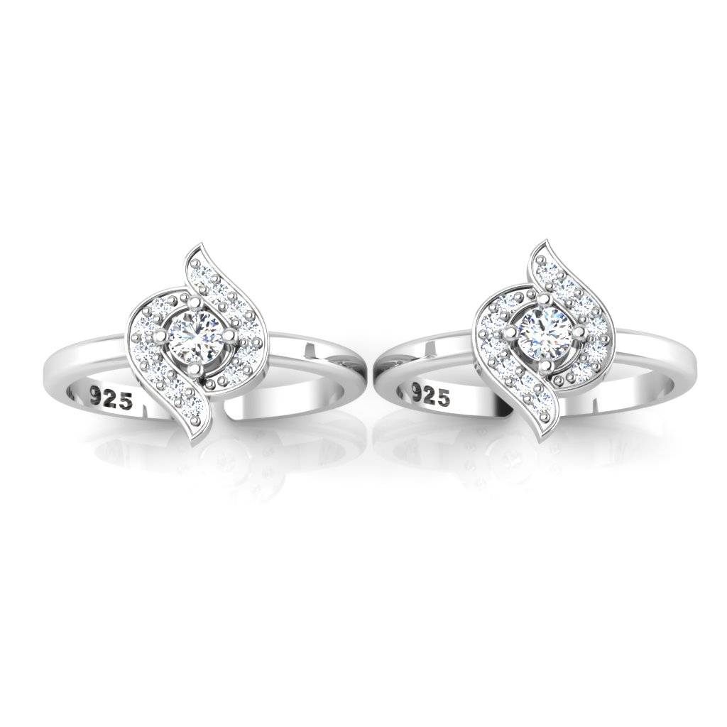 Iski Uski 925 Sterling Silver Antique Stylish Cz Toe Rings