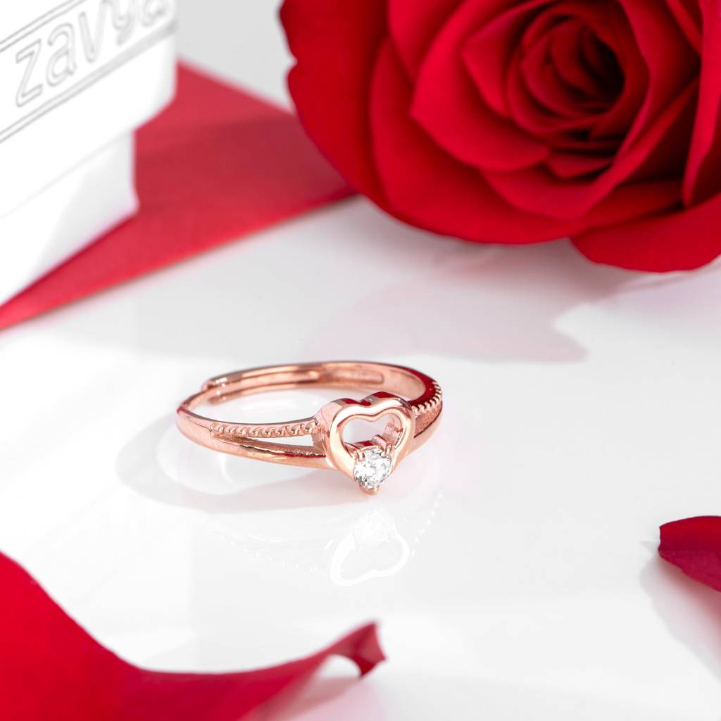 Everlasting Love - Beloved 925 Silver Ring In Adjustable Rose Gold (Adjustable) : RNG-40033