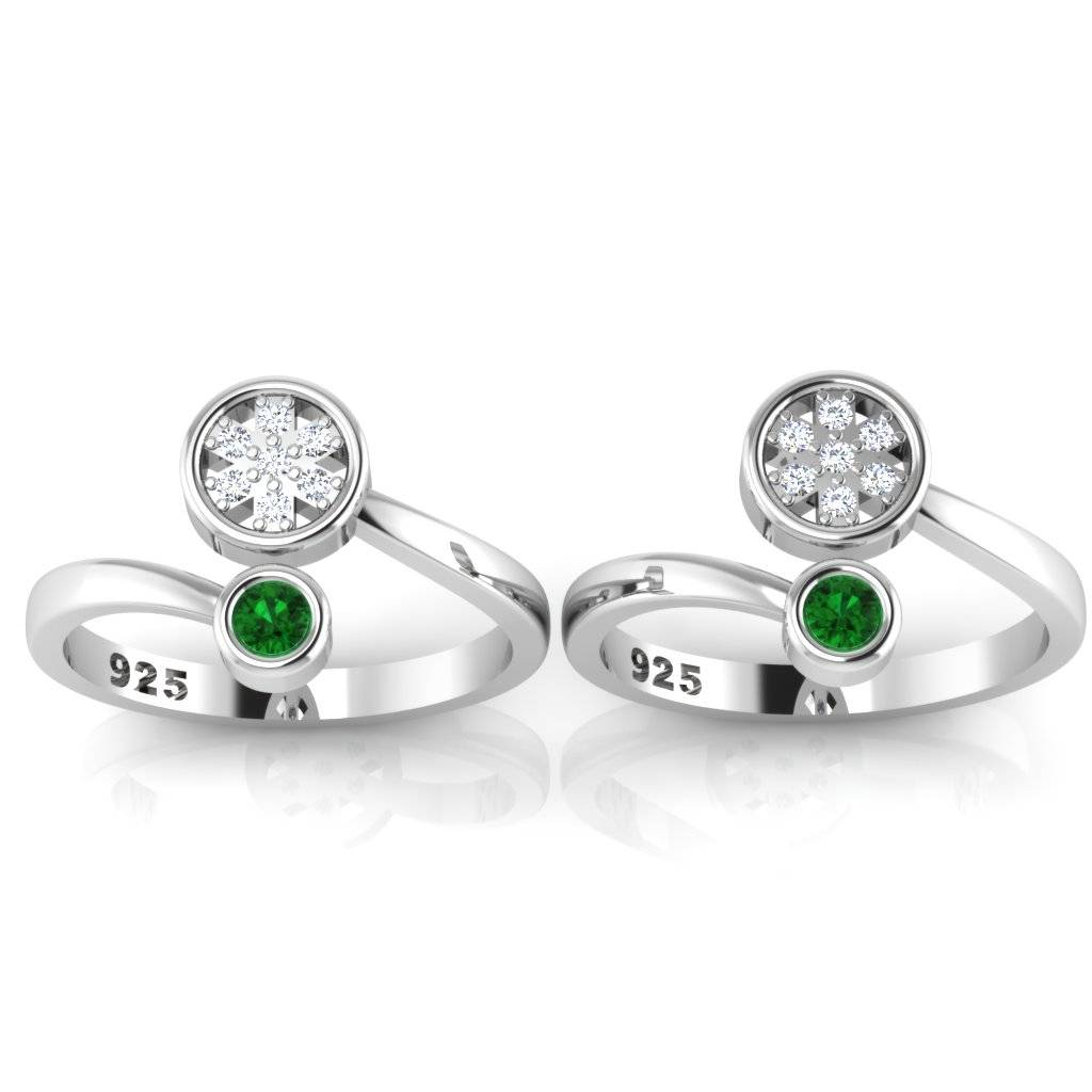 Iski Uski 925 Sterling Silver Round Toe Rings