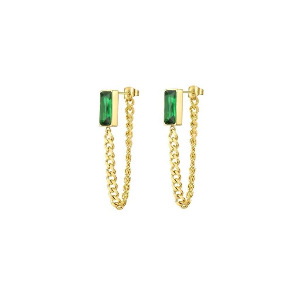 Emerald Chain Jacket Earring : ER_SS_EmrldChn_gld
