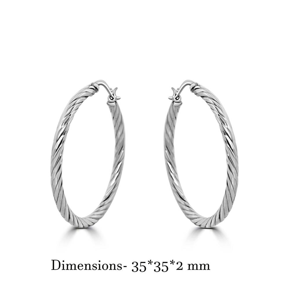 Circular Hoops Earring In 925 Sterling Silver | Silver Round Hoop Bali Earrings : TWP1169