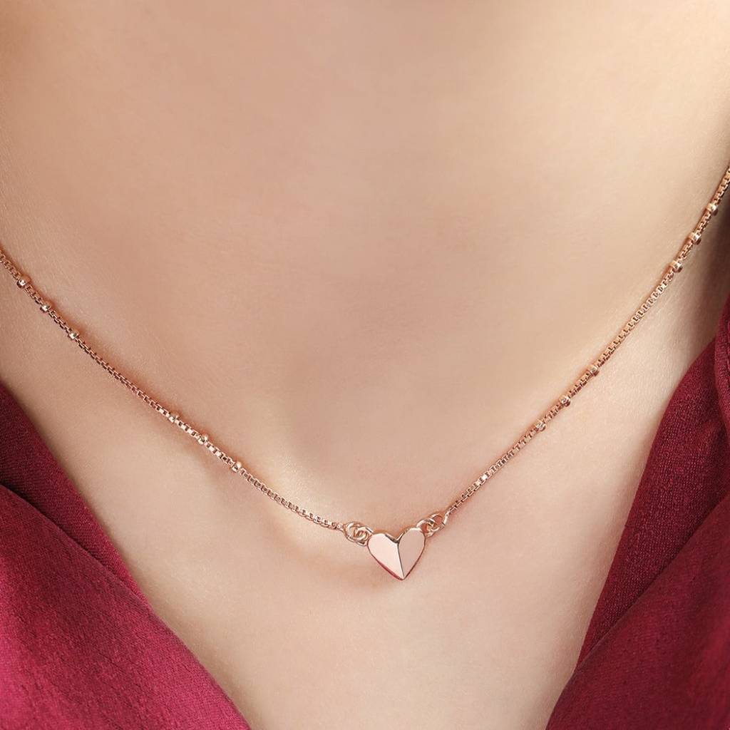 Rose Gold Heartbeat 925 Sterling Silver Necklace : NL-30211-RG