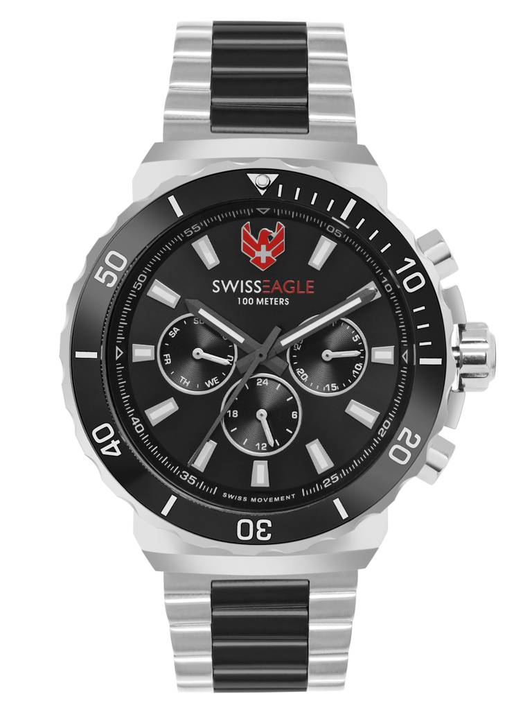 Swiss Eagle Premium Swiss-Made Movement -Multifunction Watch For Men - Stainless Steel Belt - Se-9172 : SE-9172-11A