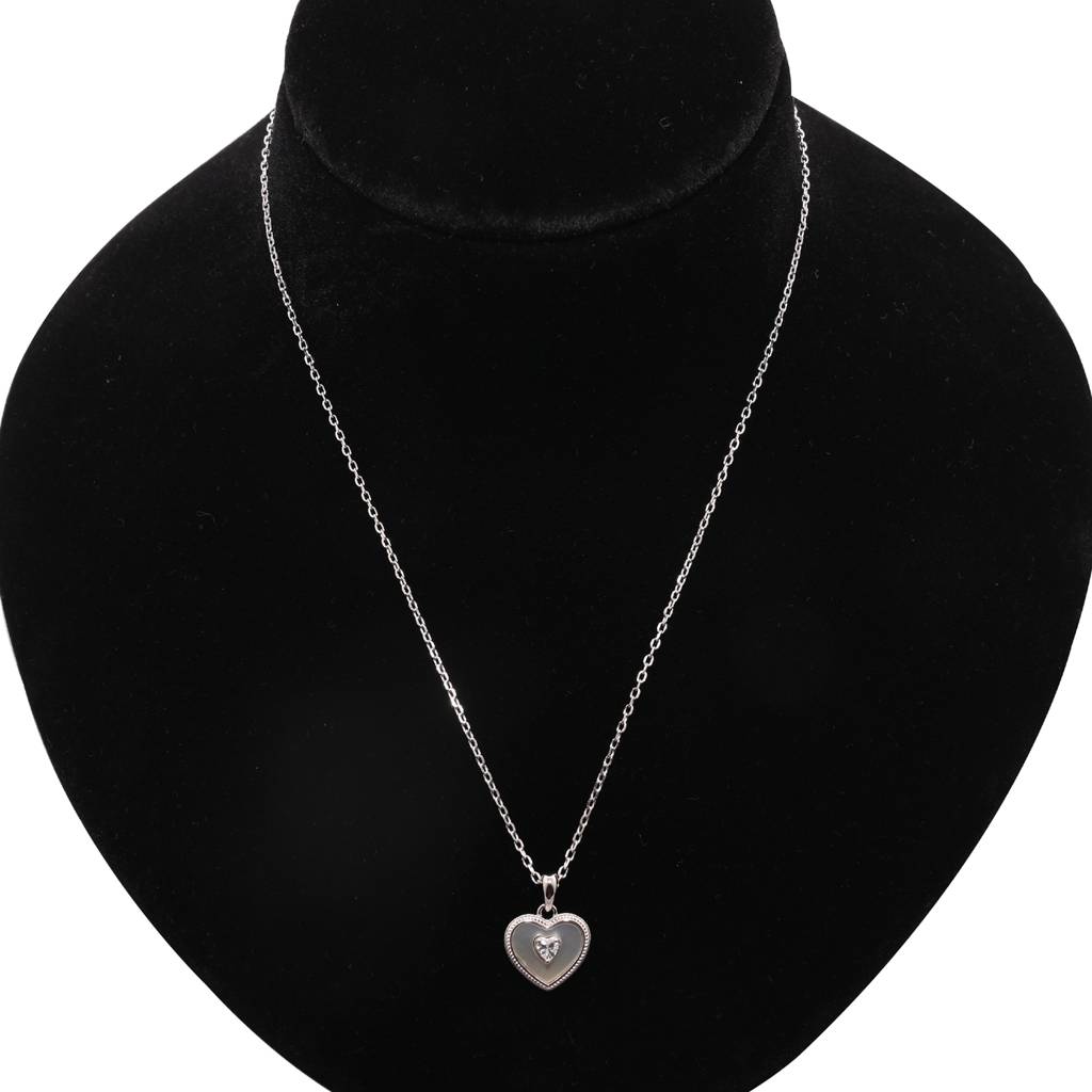 925 Pure Silver Plated Double Layered Heart Necklace | Heart Silver Necklace : CP1019