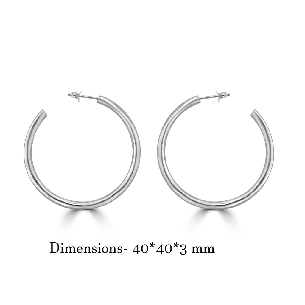 925 Pure Silver Chunky Bold Hoops | Minimalist Round Huggie Hoops : TWP1152