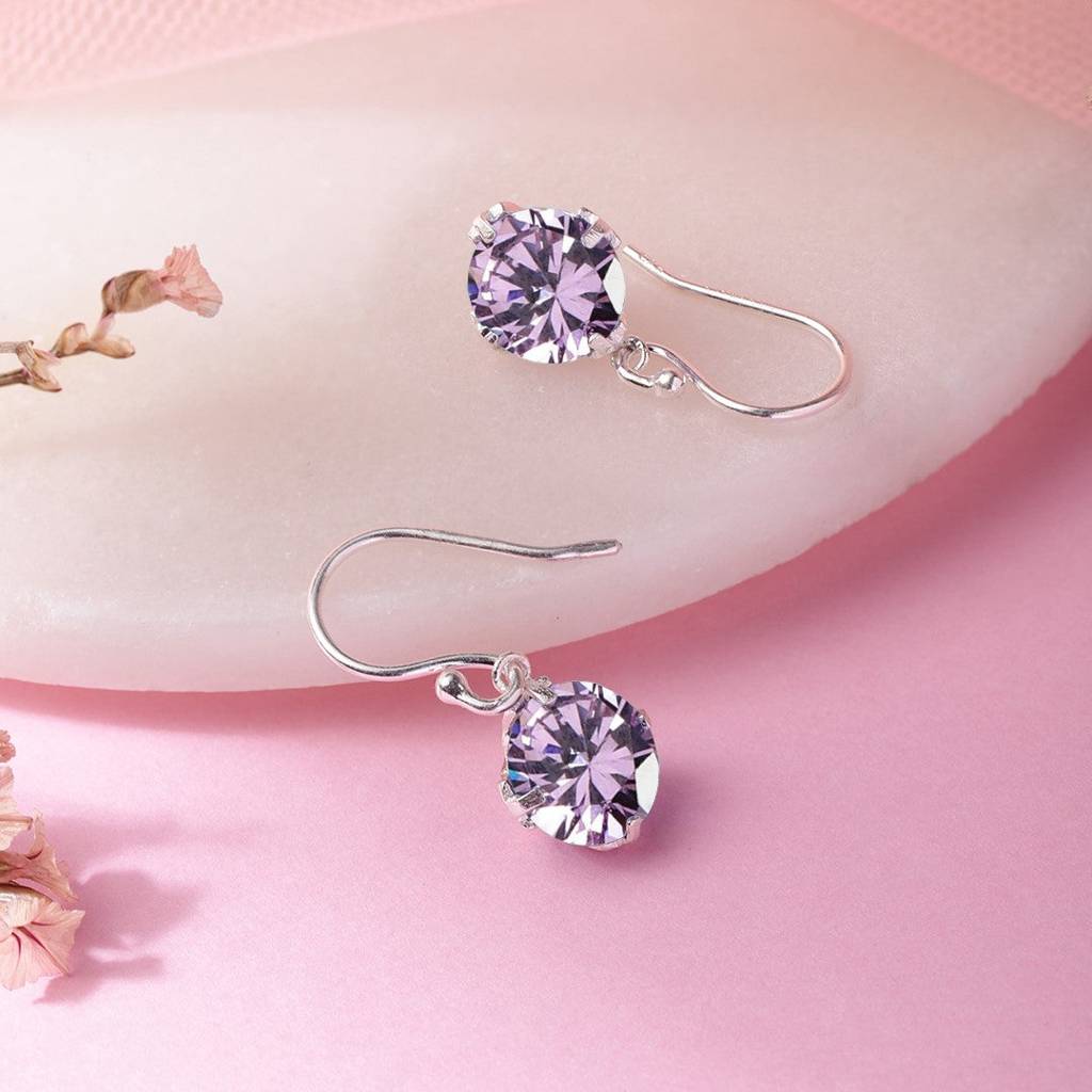 Whispering Elegance Silver Dangle Earrings Adorned With Cubic Zirconia : EAR-20391