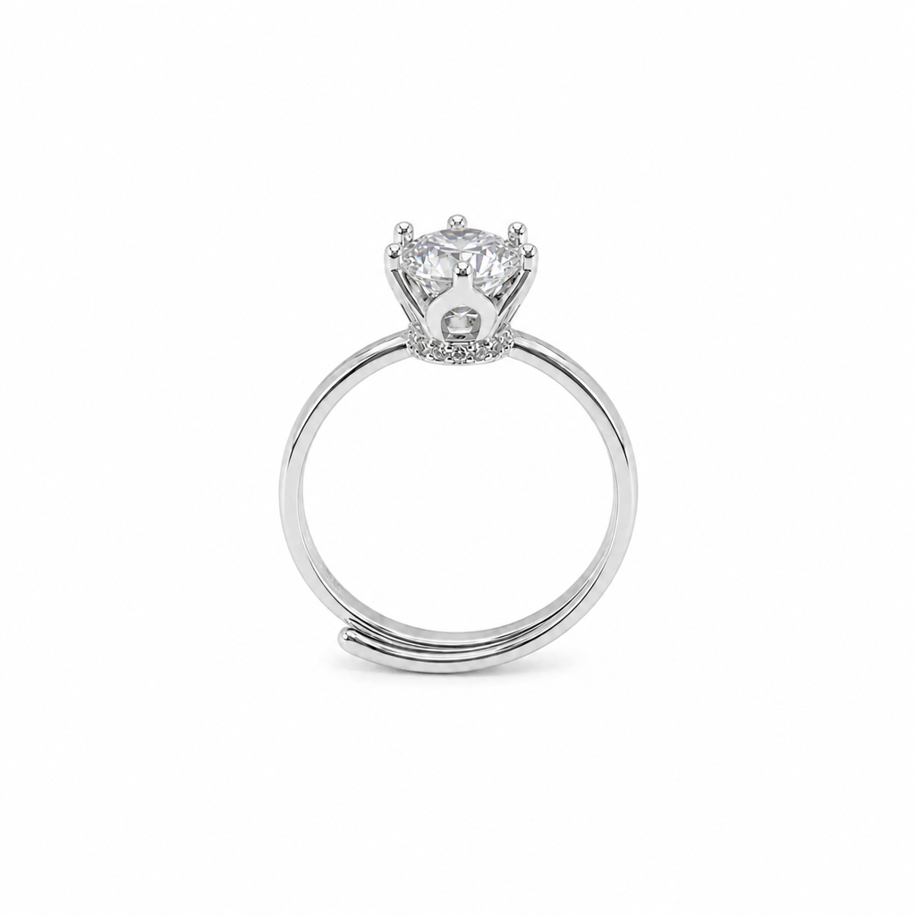 925 Silver Crown Setting Adjustable Ring : LR23233