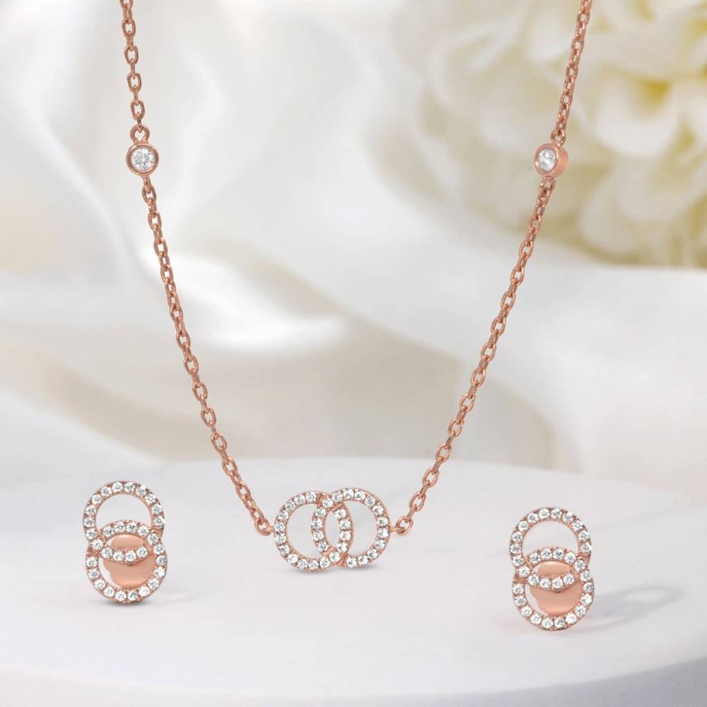 アクセサリー Pure silver set ring and necklace 925 Siller 925 Pure Silver Necklace & Earrings, Ring Combo Set