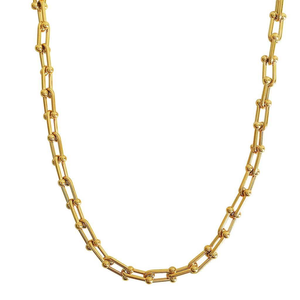 18K Plated U Shaped Chain Link Necklace : ATO0624NK005G