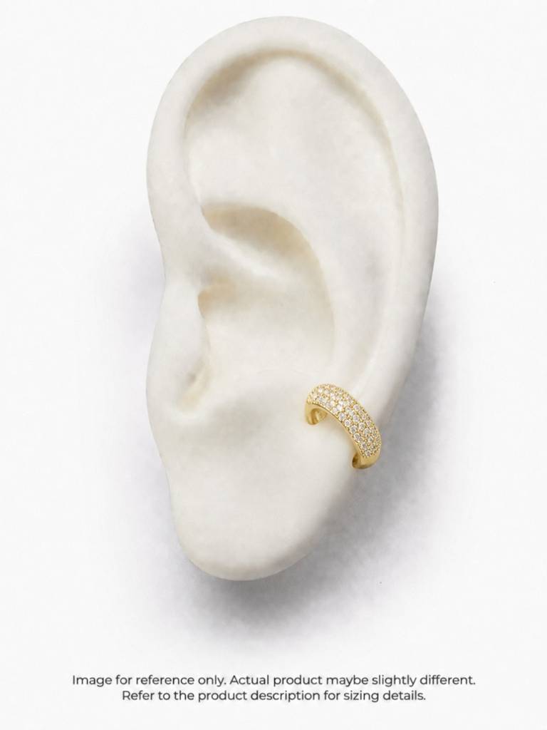 Nano Cz Gold Ear Cuff – Anti Tarnish No-Piercing Ear Clip : ATE890NSE