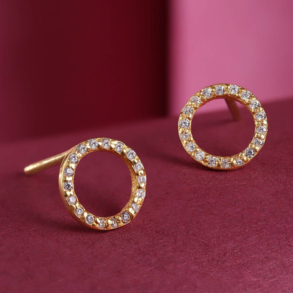 92.5 Silver Zircon Ring Stud Earrings : 92.5 Silver Zircon Ring Stud Earrings : U100SO002MY007