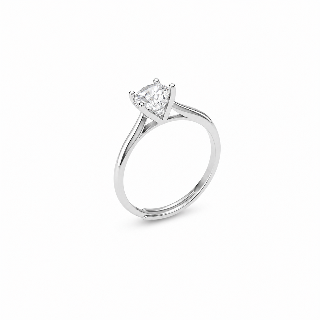 925 Silver Classic Pear Solitaire Adjustable Ring : LR23615