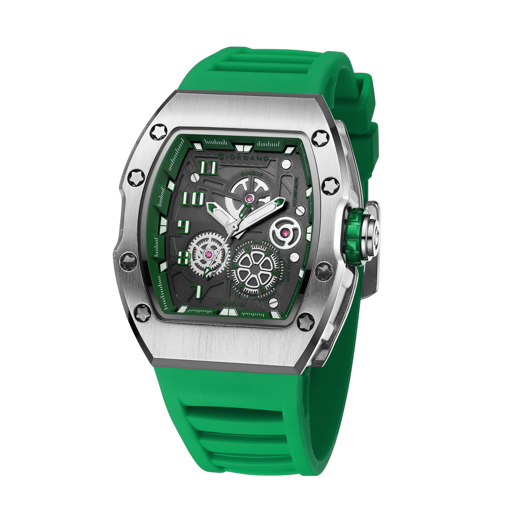 Giordano Sqaure Analog Casual Sporty Watch For Men – Mechanical-Inspired Design Dial, Quartz Movement, Silicon S : GZ-50150-03