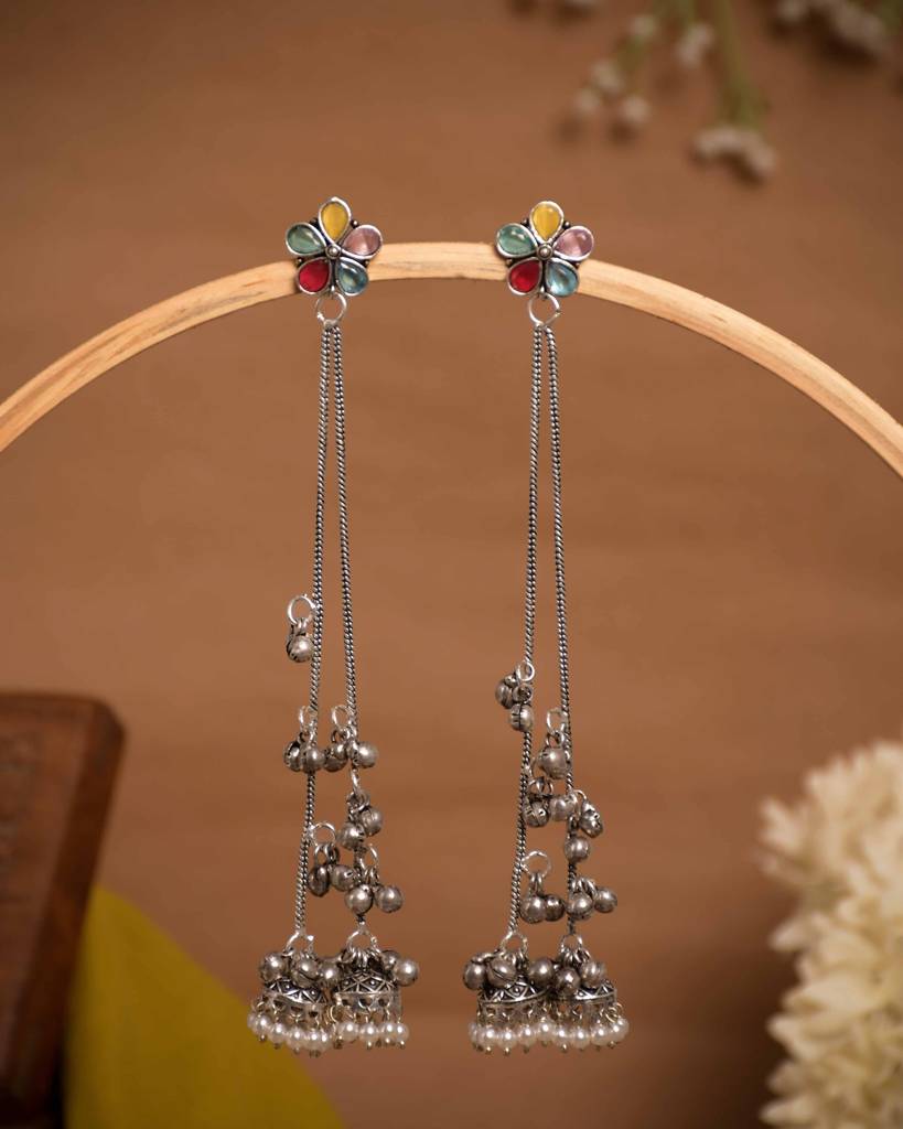 Traditional Kashmiri Long Drop Earrings : NA_ST_ER_264_2