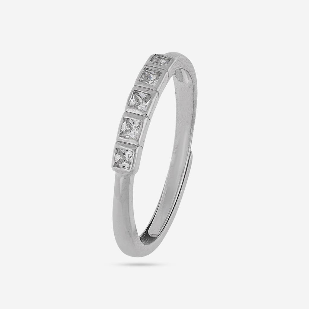 Kushal's Fashion Jewellery White Rodium Plated Silver Finger Ring