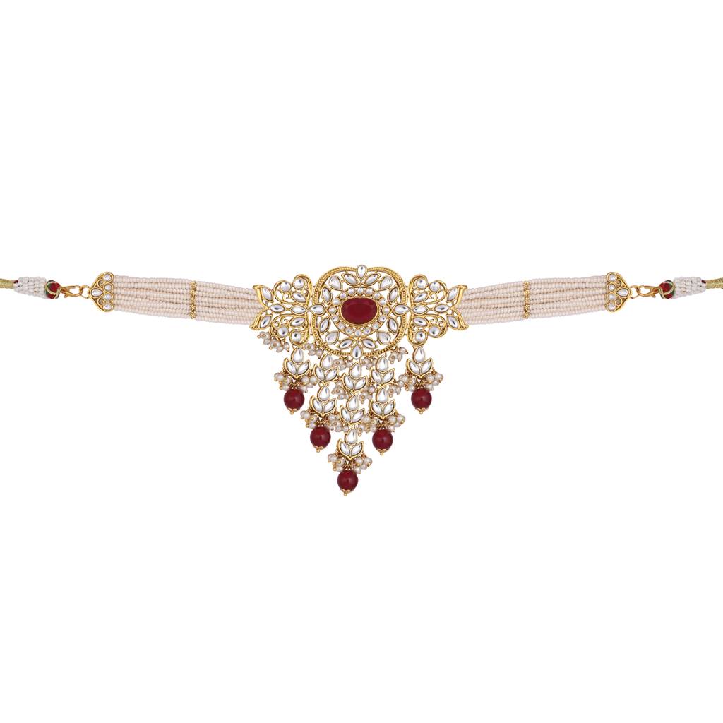 Kundan Allure Ruby Stone Choker Necklace : YI24A0477N