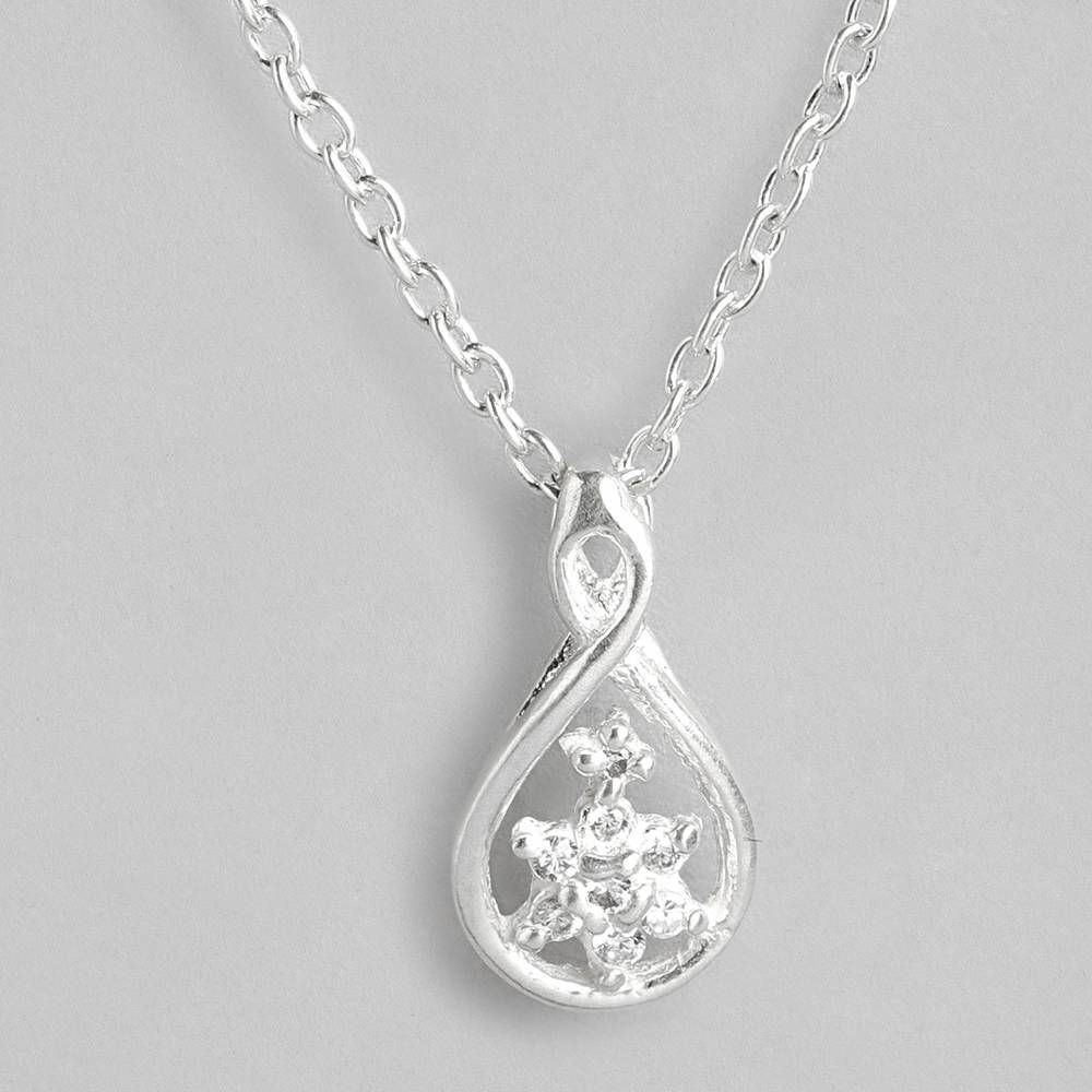 Silver Zircon Pear Necklace : Z125SG002N027