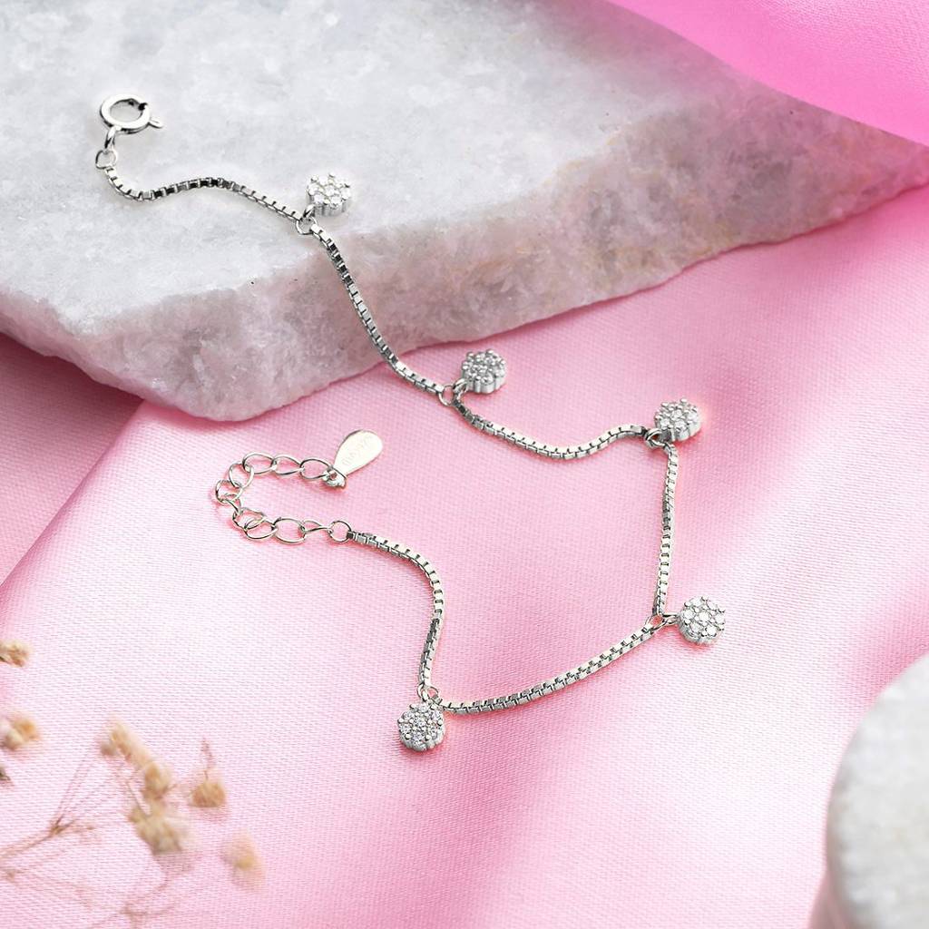 Eternal Circles 925 Sterling Silver Rhodium-Plated Circle Bracelet : BR-80242-R