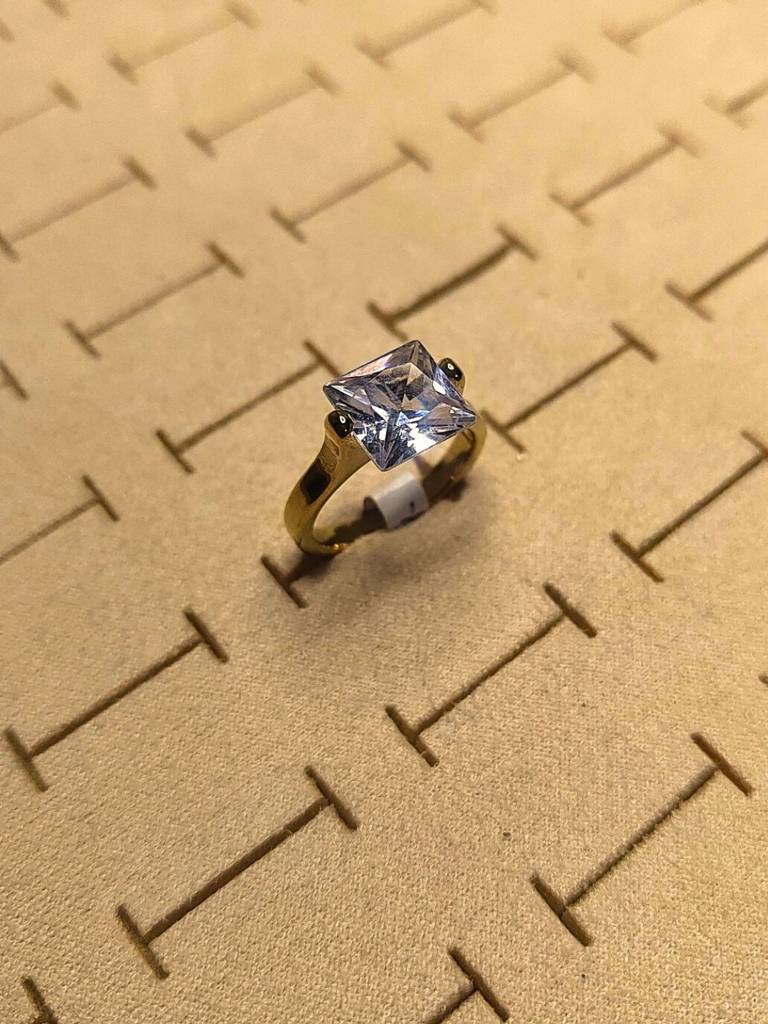 Classic Square Solitaire Ring Â (Anti-Tarnish Gold) : ATR325SSSR
