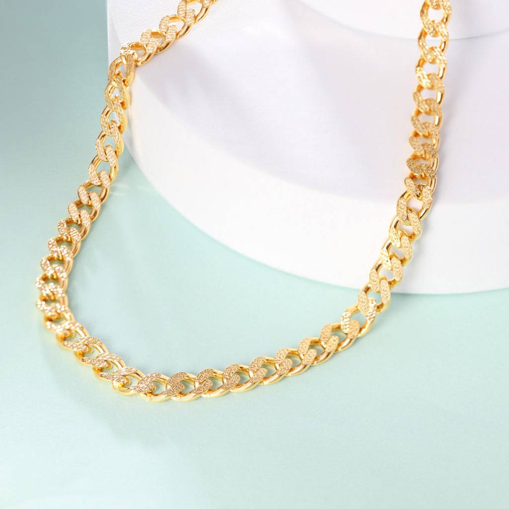Refined Linked Gold Plated 925 Sterling Silver Men'S Chain : CH-10056-G-20-INCH