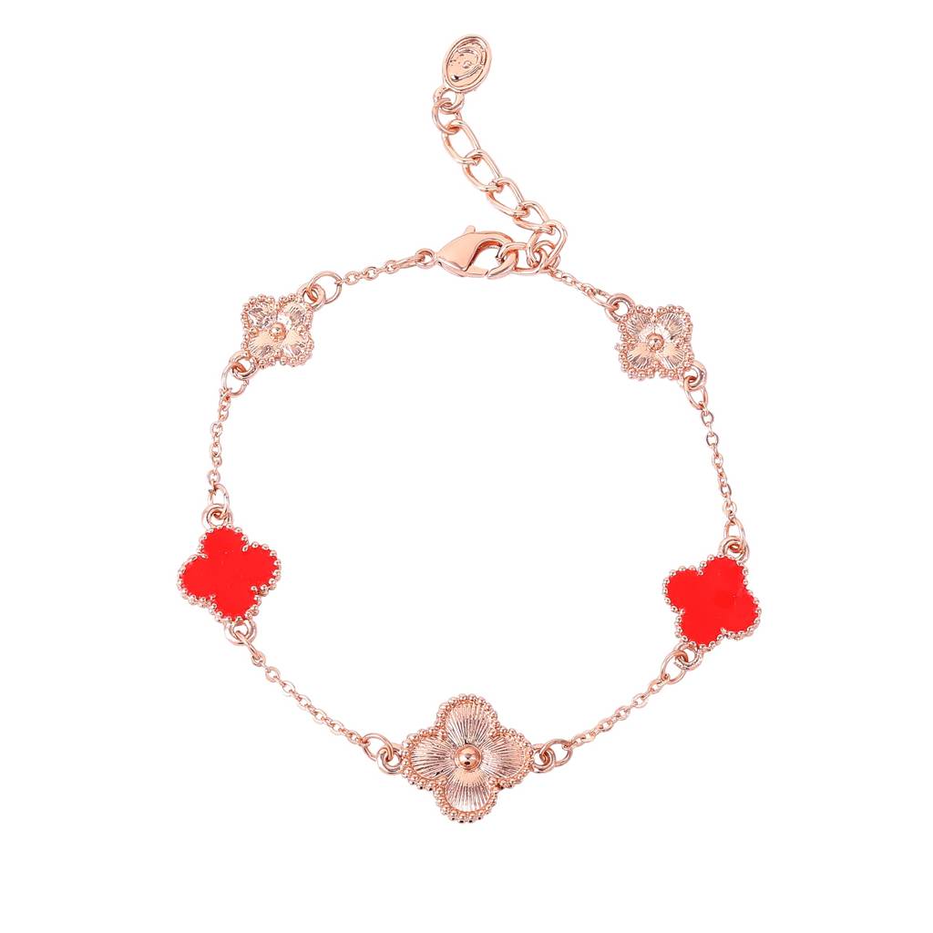 Estele Trendy Clover Leafy Style Adjustable Charm Bracelet For Women : 102184-RGRDBR