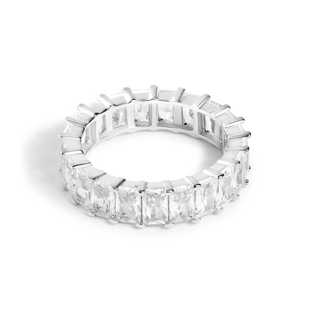 Silver Radiant Diamond Full Eternity Ring : R014-WH-D-11