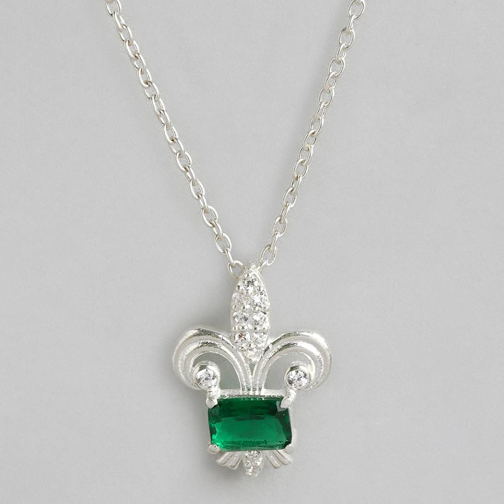 Silver Fleur De Lis Pendant With Chain : Z125SG002N079