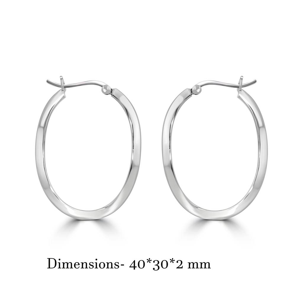 925 Pure Silver Oval Hoops Earrings | Minimal Wavy Hoop Earrings : TWP1155