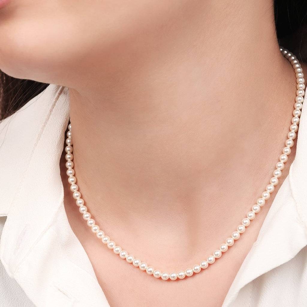 Freshwater Pearl Rhodium Plated 925 Sterling Silver Necklace : NL-30169