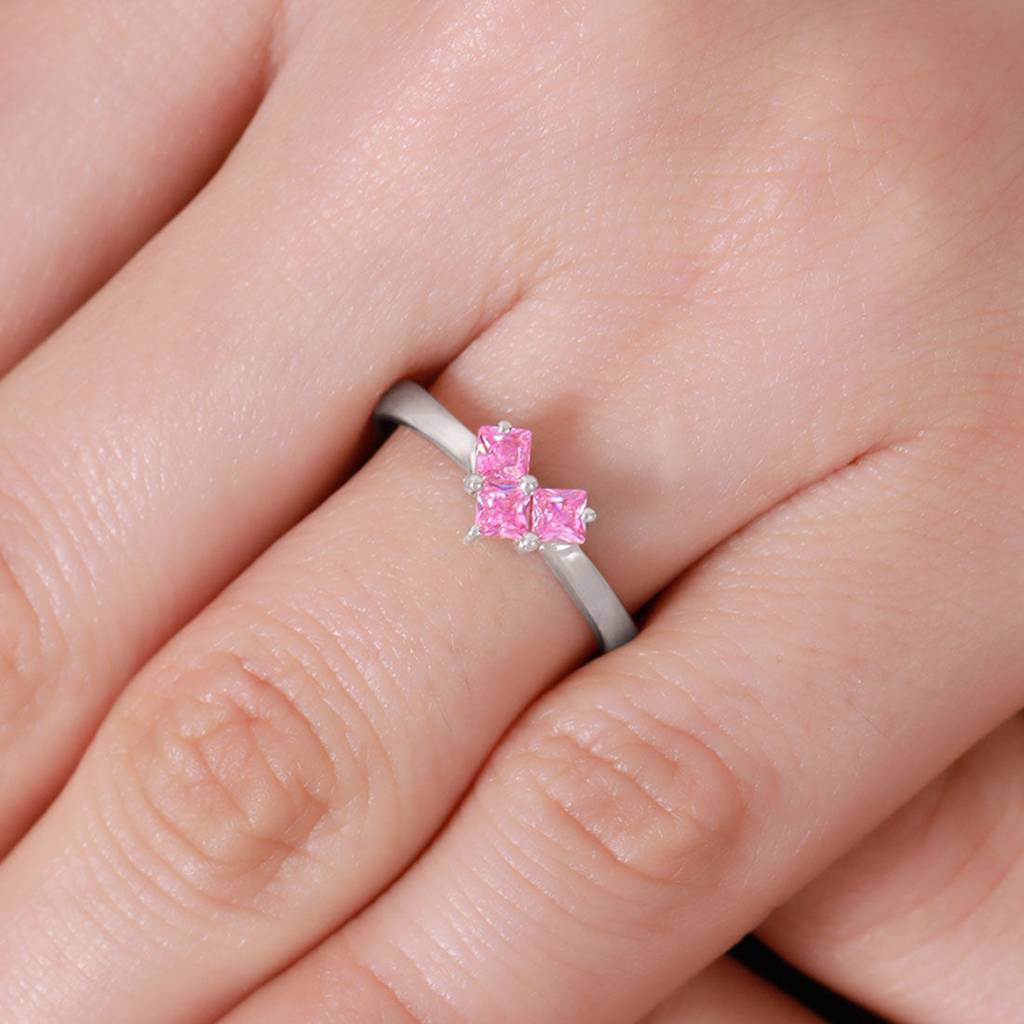 Dusty Pink Heart 925 Sterling Silver Ring For Women (Adjustable) : RNG-40128