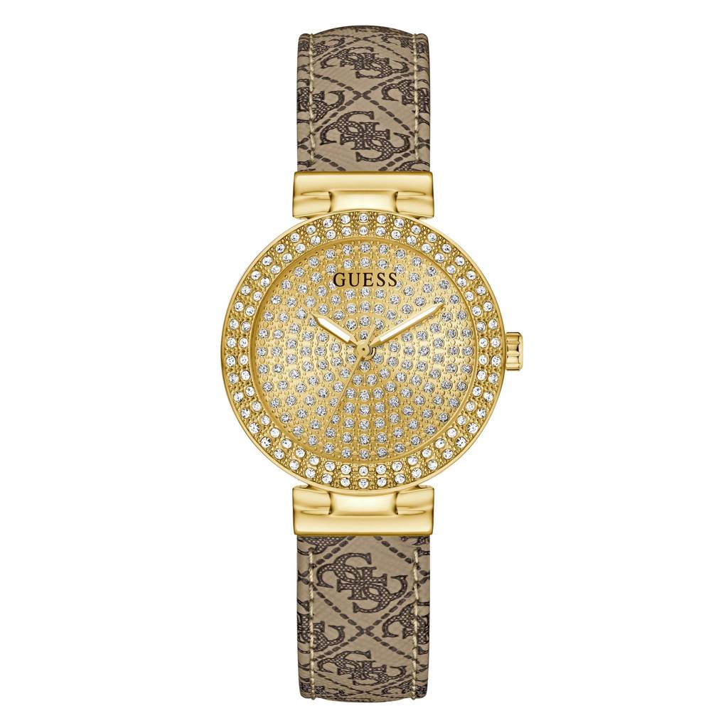 Guess Round 32Mm Champagne Dial Analog Women Watch - Gw0943L2 : GW0943L2