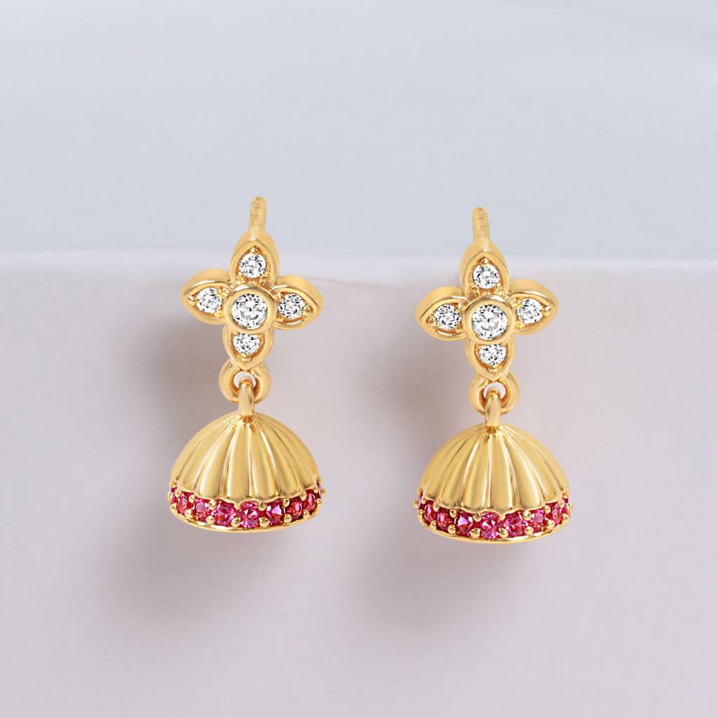 Drop Elegance Gold Plated 925 Sterling Silver Earrings : EAR-20862-G