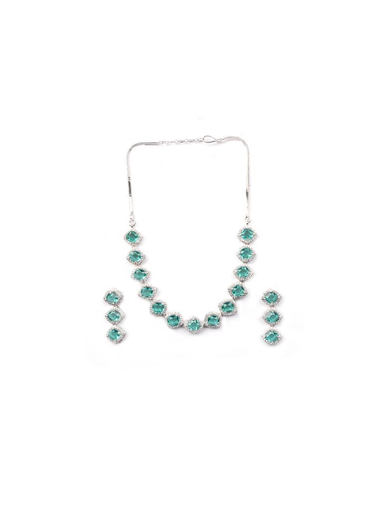 Â Eternal Sparkle:  Ad Sleek Necklace Set : AD132CRYSTALGREEN