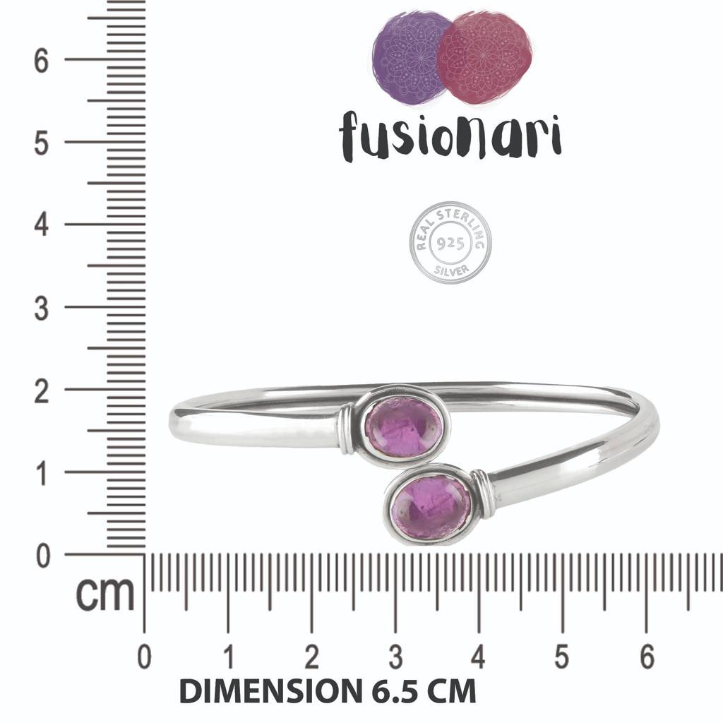 925  Sterling Silver Amethyst Bangle For Women | Natural Purple Gemstone Jewelry | Healing Crystal Bracelet : FU-0983