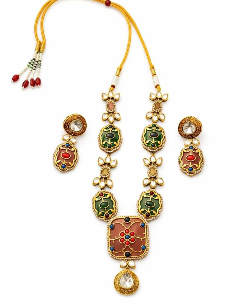 Rang Mahal Kundan Necklace Set : sm28