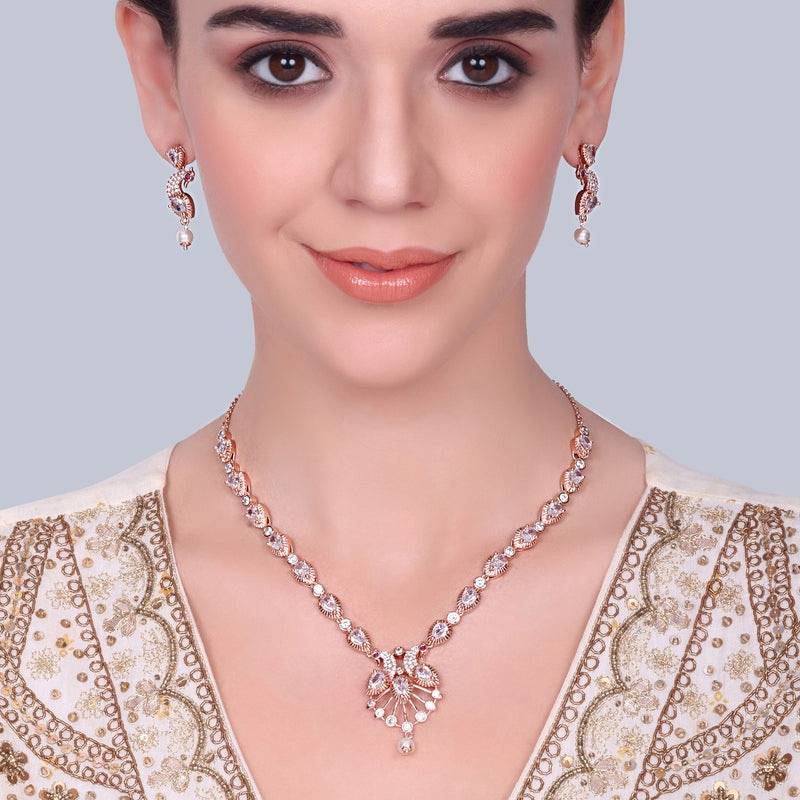 Morbagh Party Wear Dazzling Cz Necklace Set : AD-910-RGWENKER