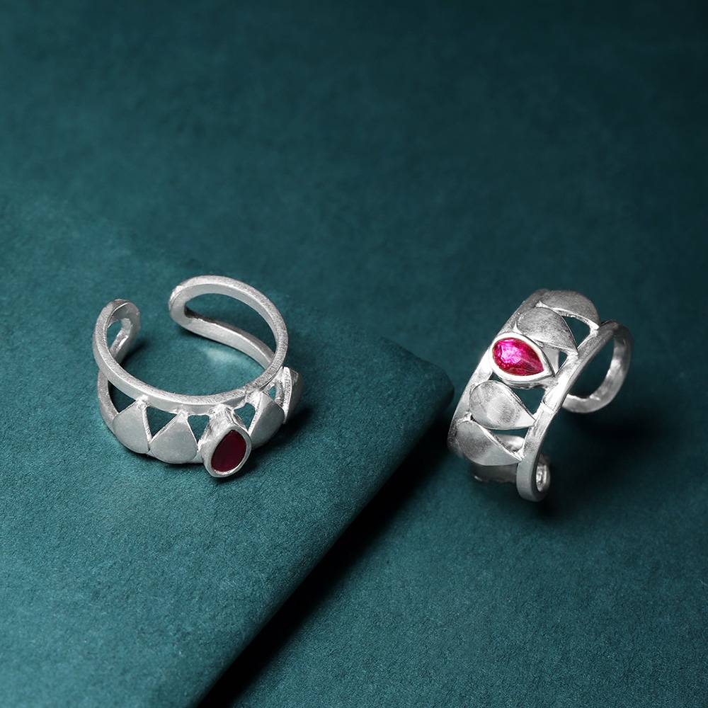 Silver 92.5 Pink Toe Ring : Silver 92.5 Pink Toe Ring : U080SO04TR0318