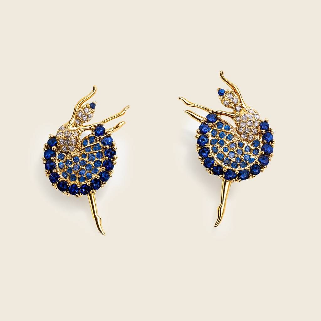 Blue Ballerina Stone Earrings : AN-LJ-BU-0009-DE