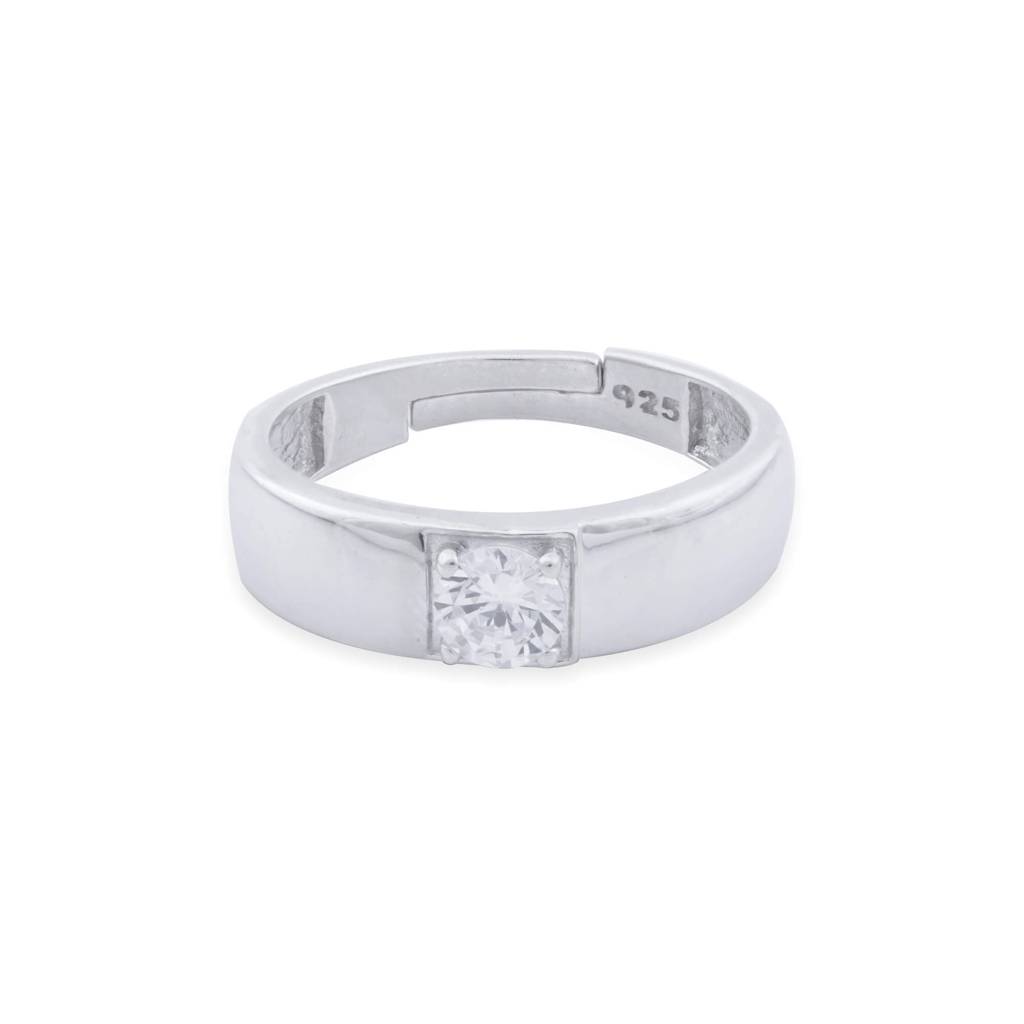 Silver Solitaire Classic Love Ring For Boys : ZLCPLR-1014-MW