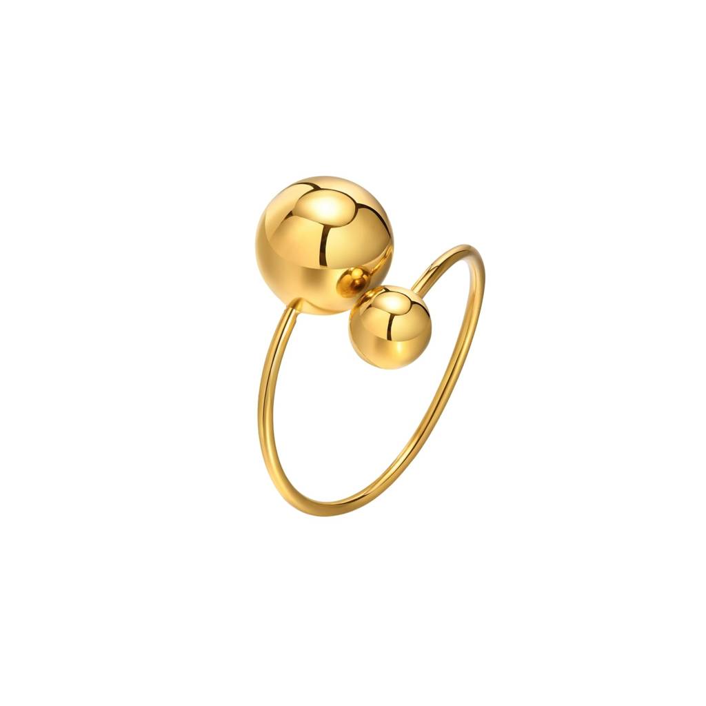 Premium Minimal Ball Ring : RG_SS_2ball_Gld