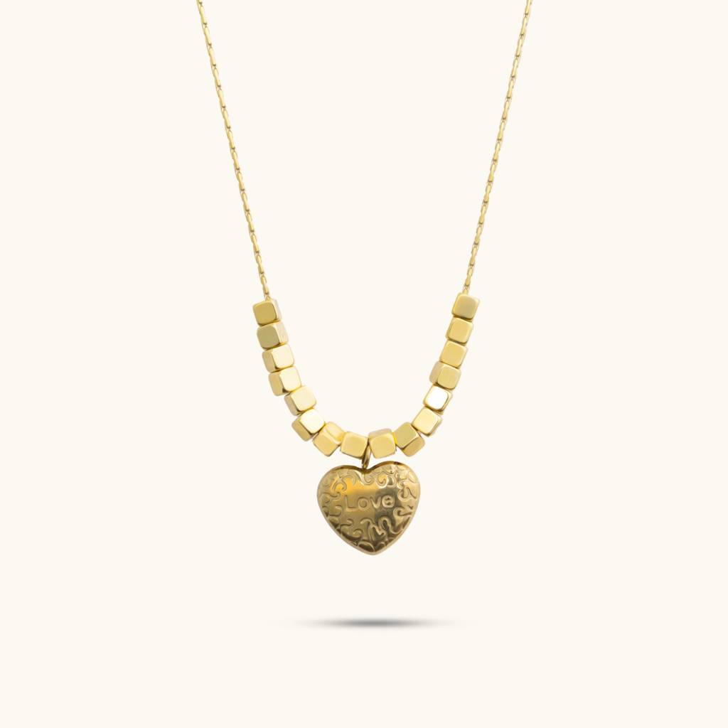 Statement Gold Bar Heaty Necklace - 18K Gold Plated : PDZMD019