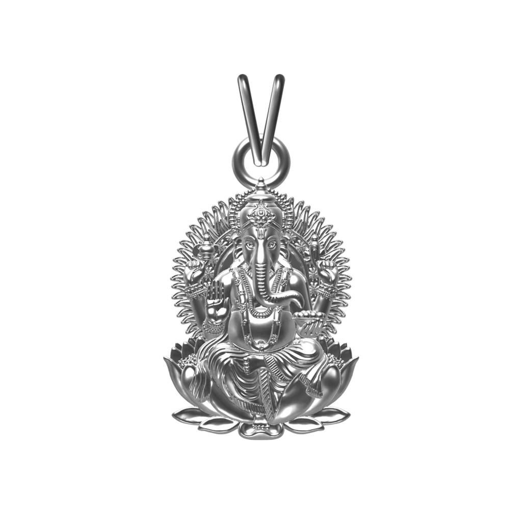 Silver God Shree Ganesha Pendant : ZLGDP-1022