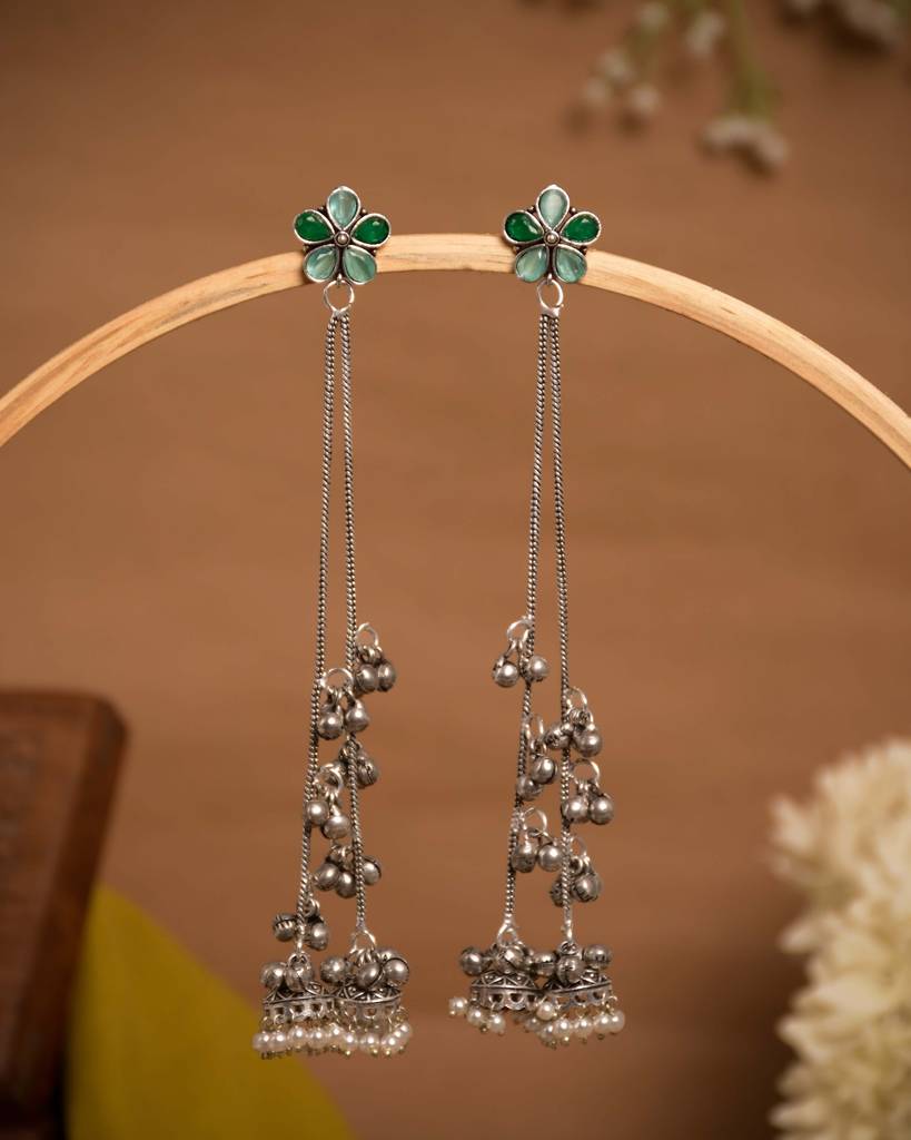 Traditional Kashmiri Long Drop Earrings : NA_ST_ER_264_3