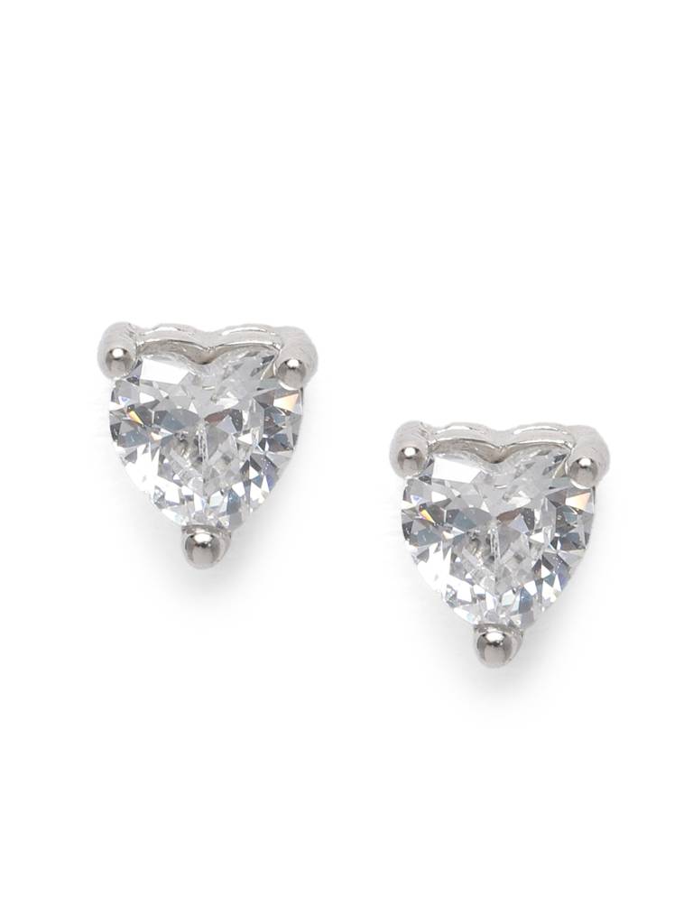 925 Sterling Silver Heart Shape Studs : AVER10057